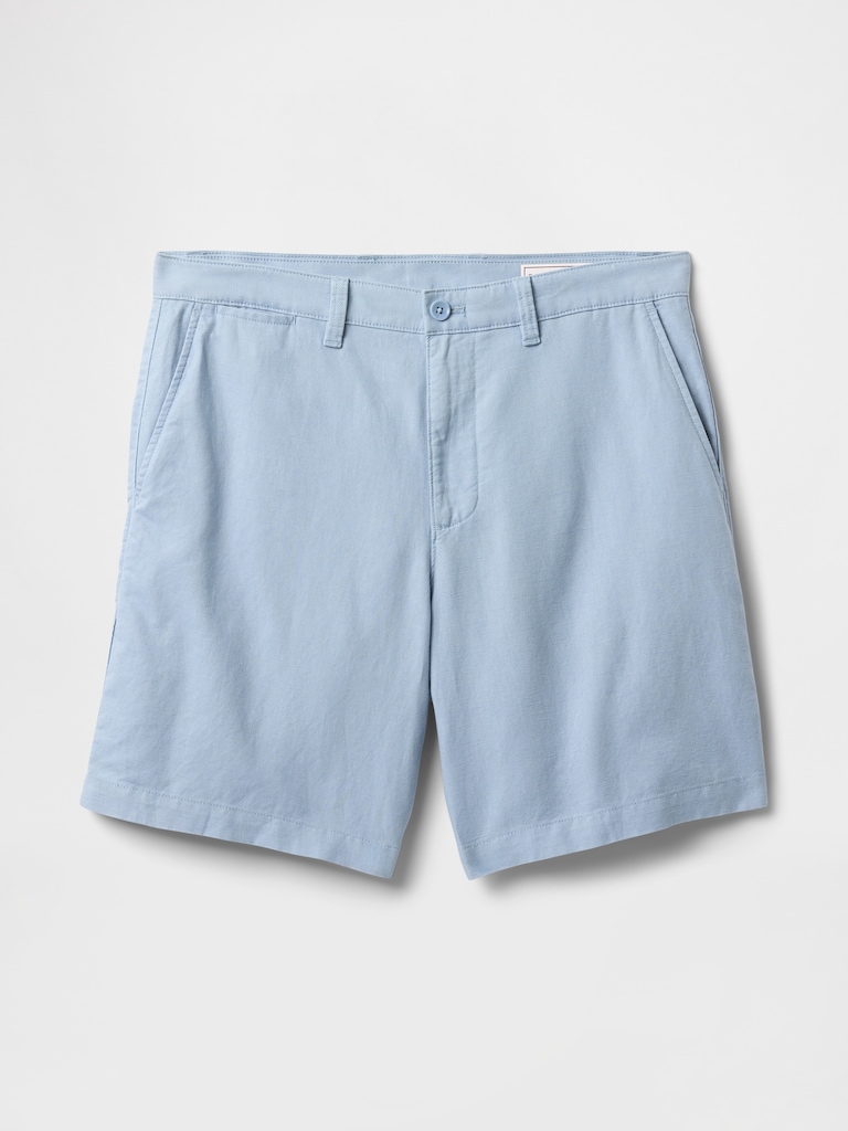 8" Linen-Cotton Shorts