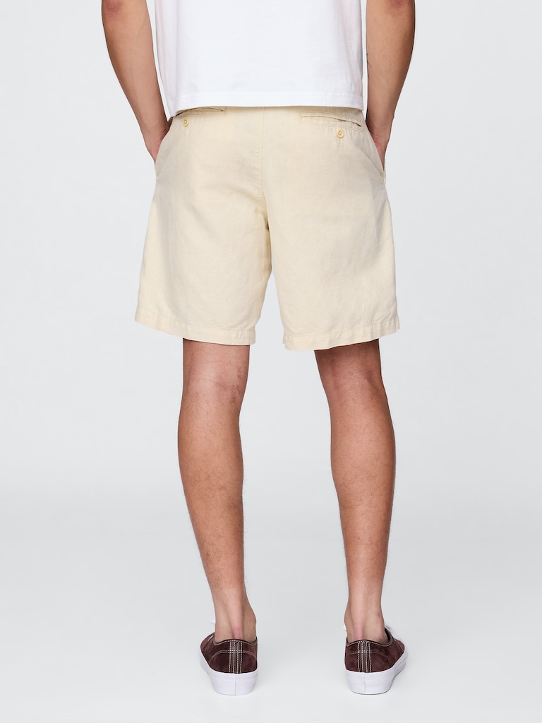 8" Linen-Cotton Shorts