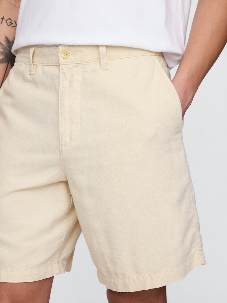 8" Linen-Cotton Shorts