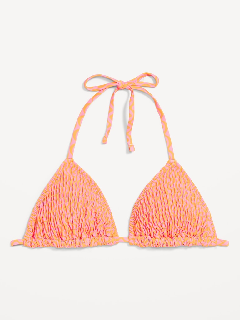 Textured Triangle String Bikini Swim Top