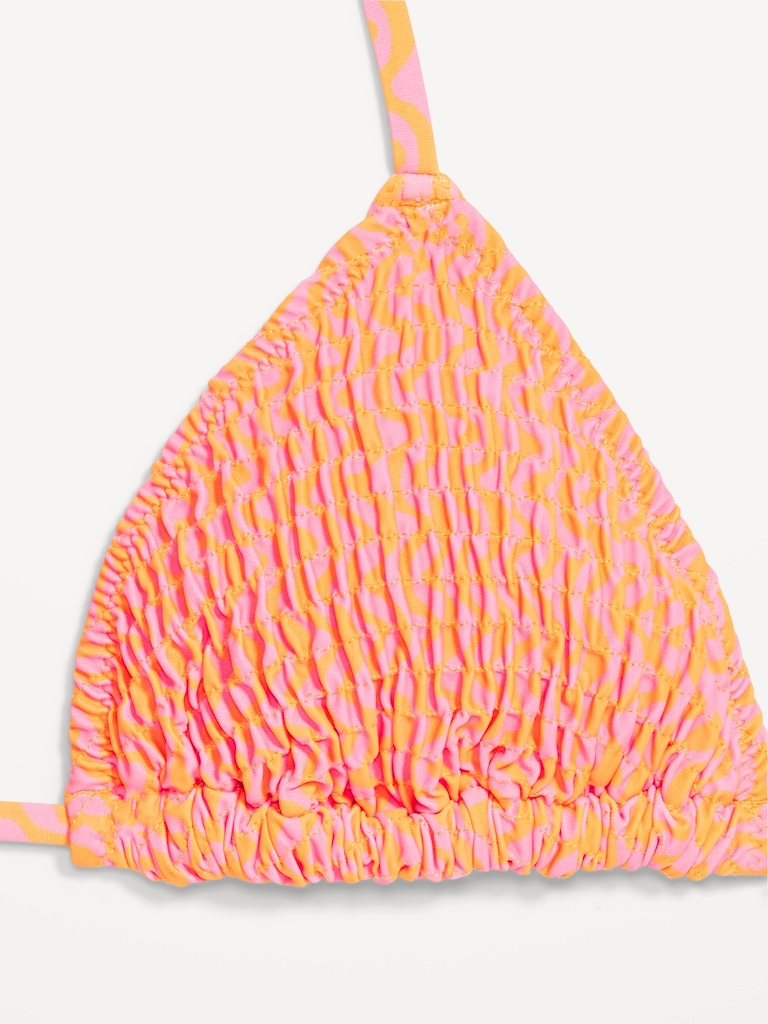 Textured Triangle String Bikini Swim Top