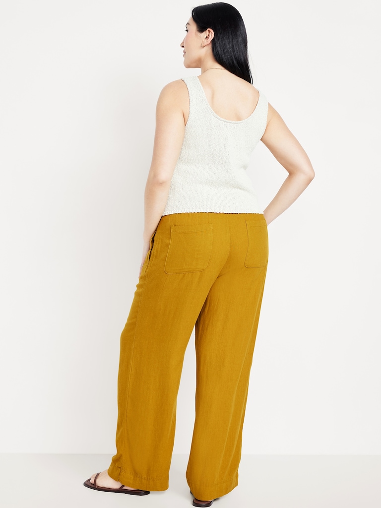 High-Waisted Linen-Blend Wide-Leg Pants
