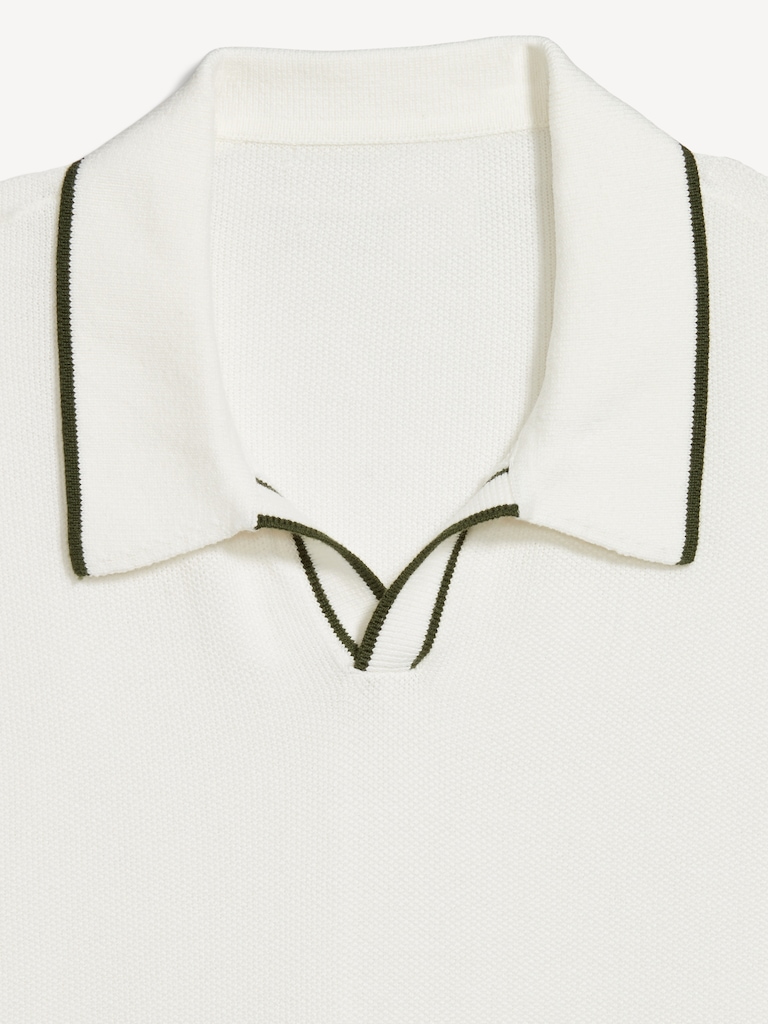 Tipped Collar Polo Sweater
