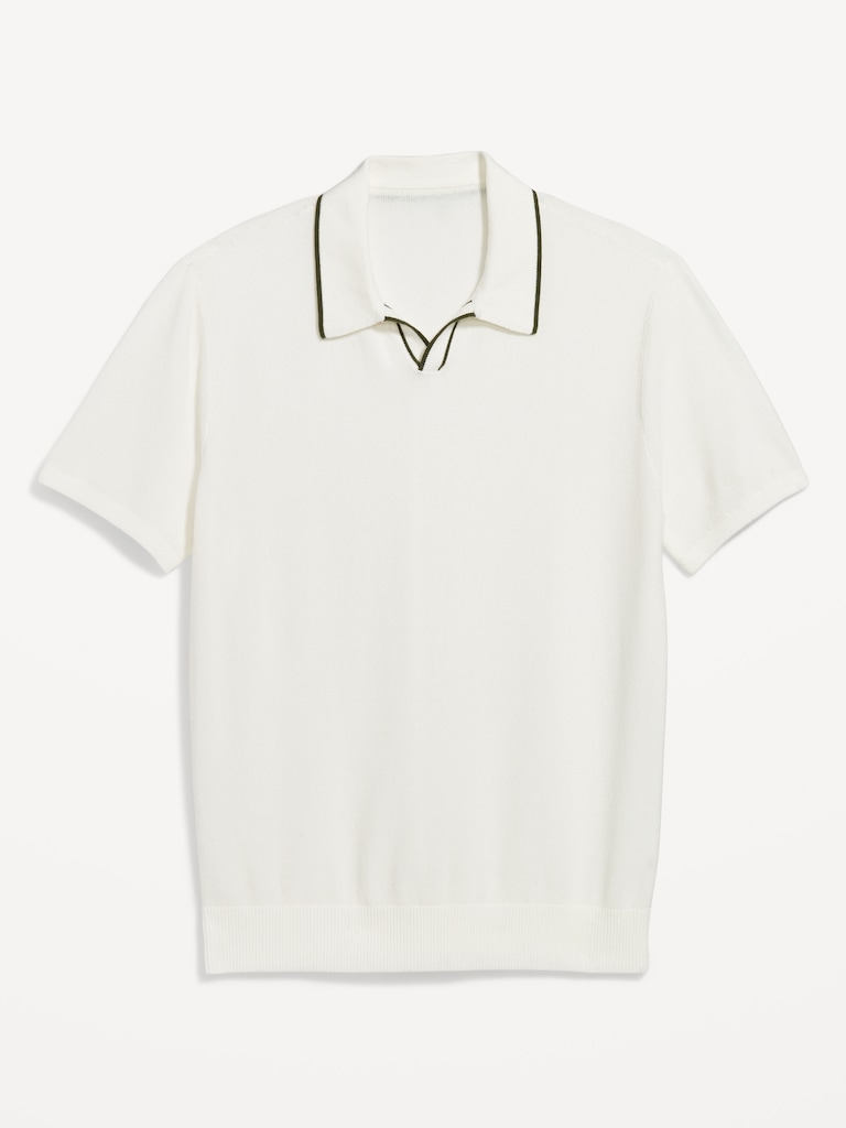 Tipped Collar Polo Sweater