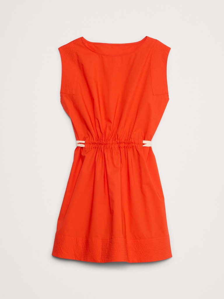 Cotton Poplin Cinch-Waist Mini Dress