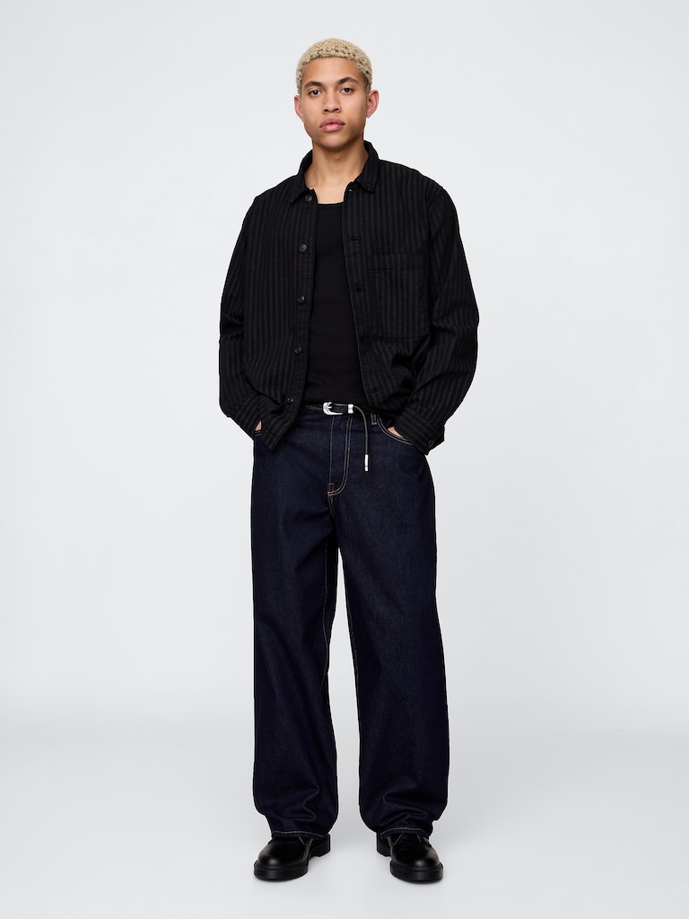 Denim Stripe Shirt Jacket