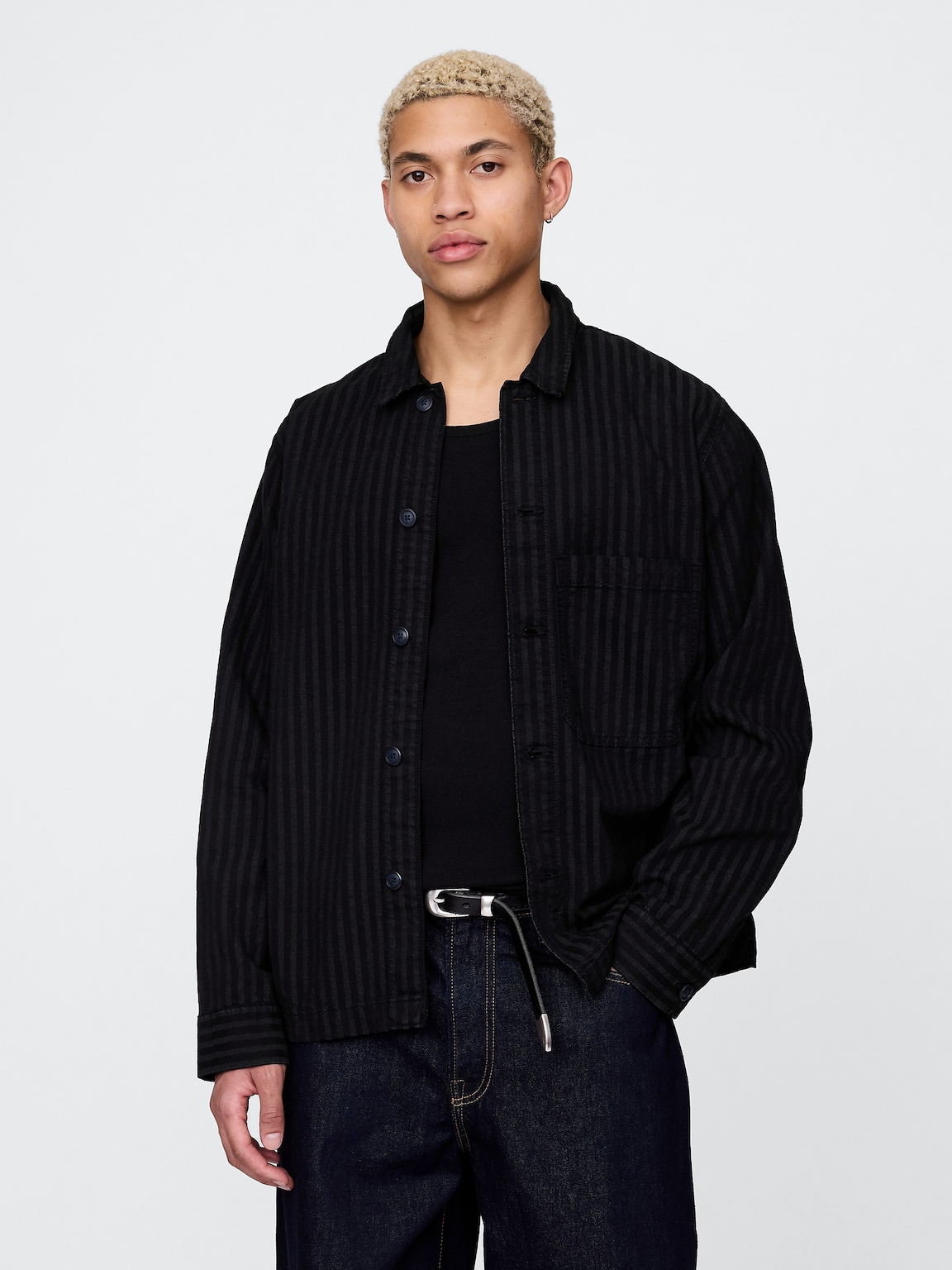 Denim Stripe Shirt Jacket