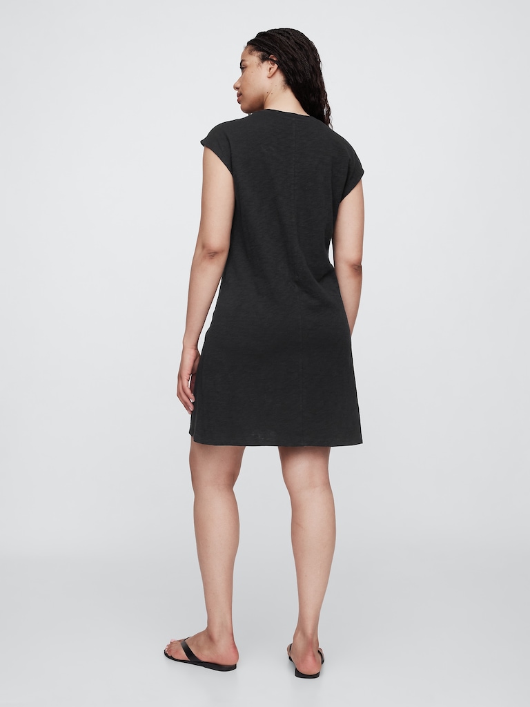 Slub Tie-Sleeve Mini Dress