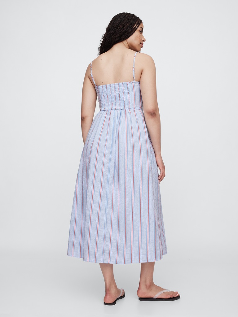 Seersucker Stripe Midi Dress