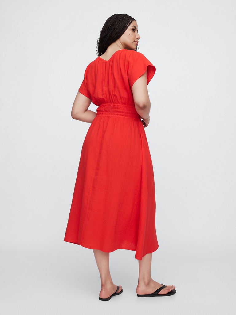 Smocked V-Neck Maxi Dress