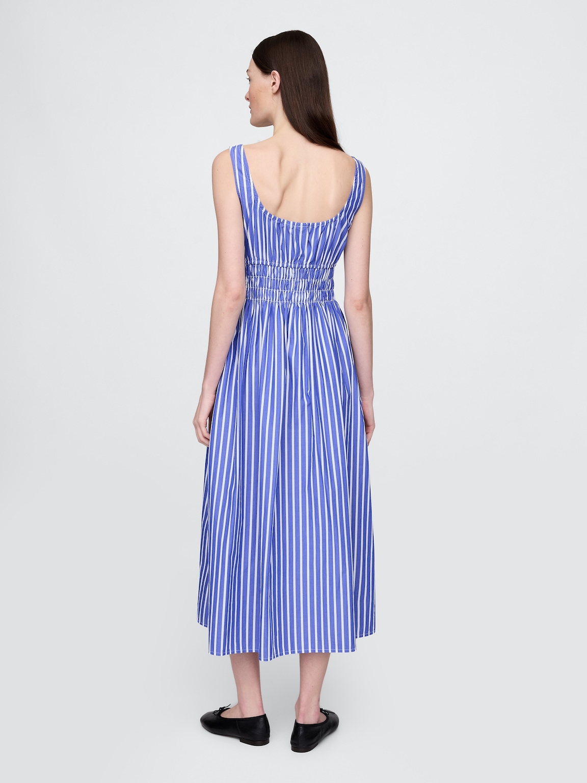 Poplin Smocked Midi Dress
