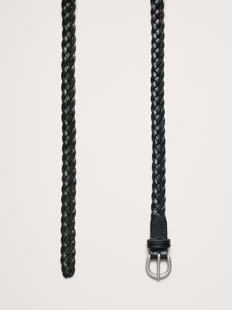 Skinny Braided Leather Belt