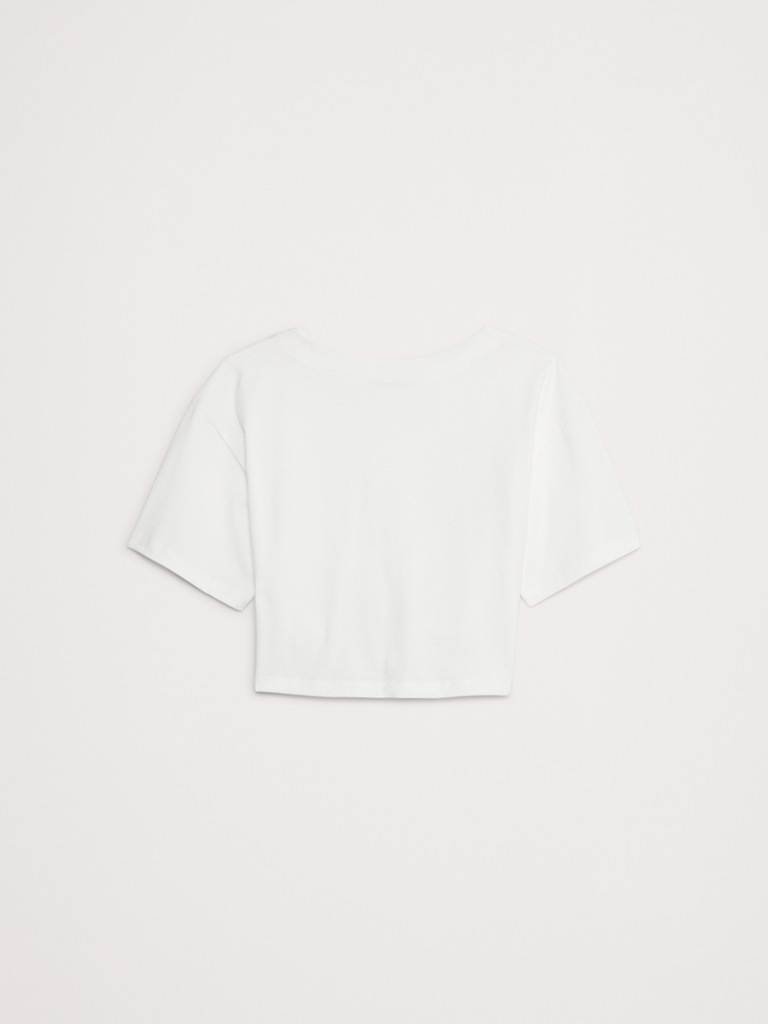 Cotton Cropped Keyhole-Back Top