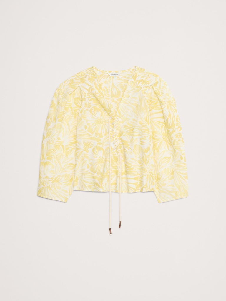 Cotton Poplin Lace-Up Cropped Shirt