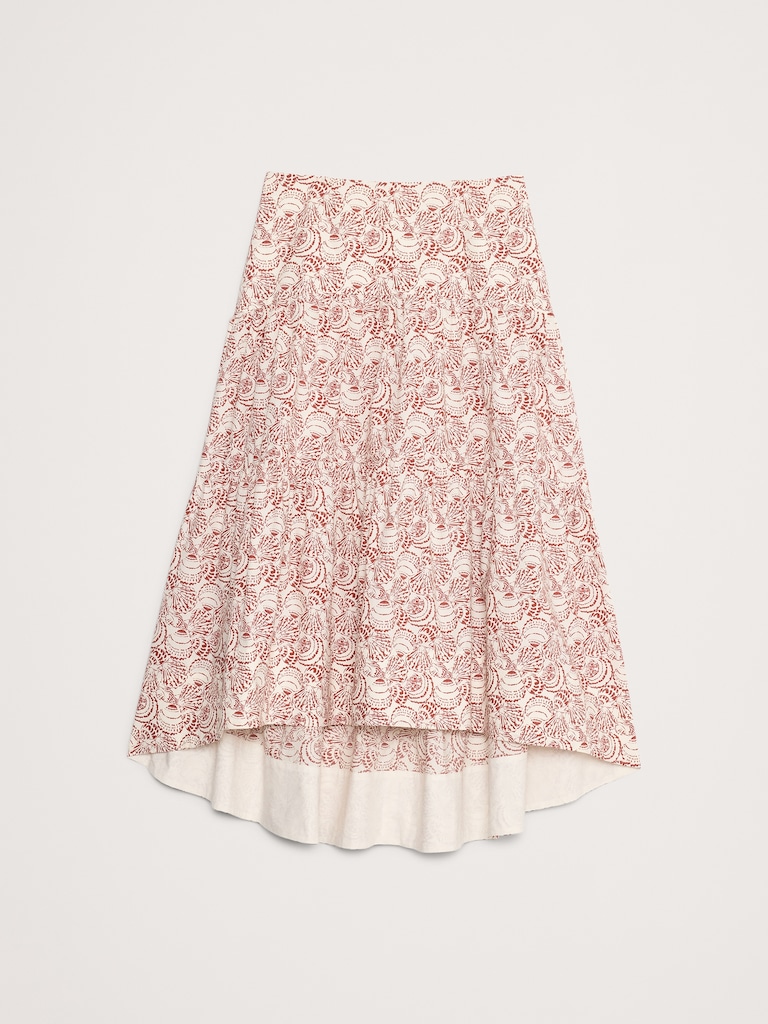 Cotton Poplin Drop-Waist Tiered Skirt