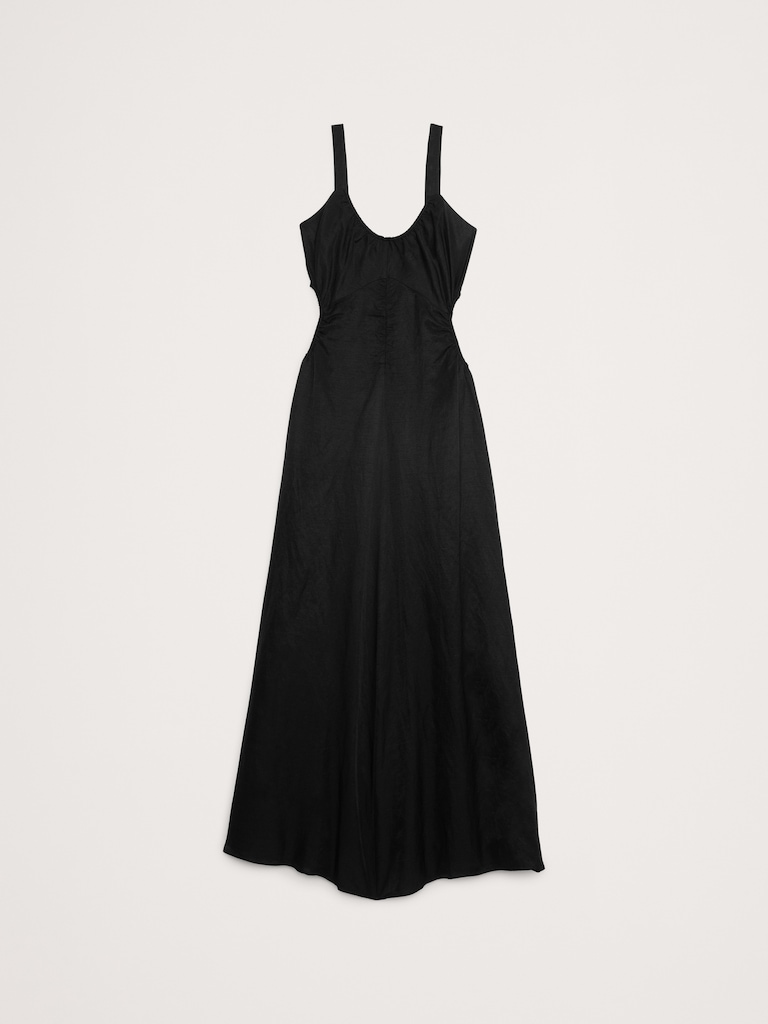 Viscose-Linen Cut-Out Maxi Dress
