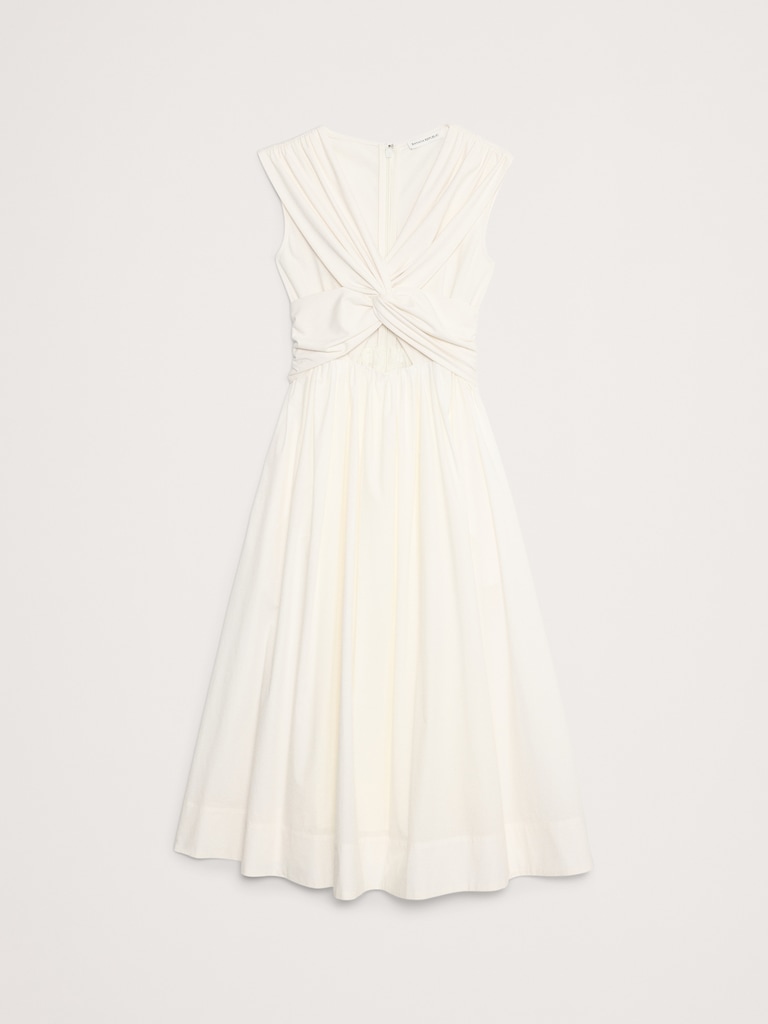 Mixed-Media Cut-Out Midi Dress