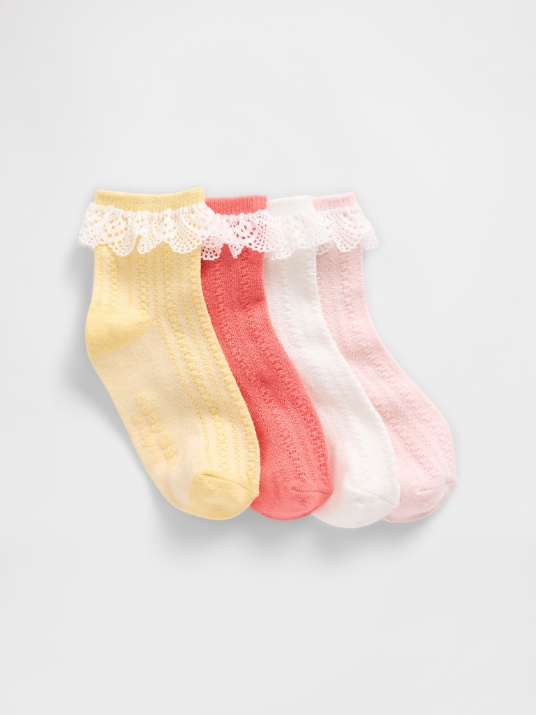 Baby & Toddler Lace-Trim Quarter Crew Socks