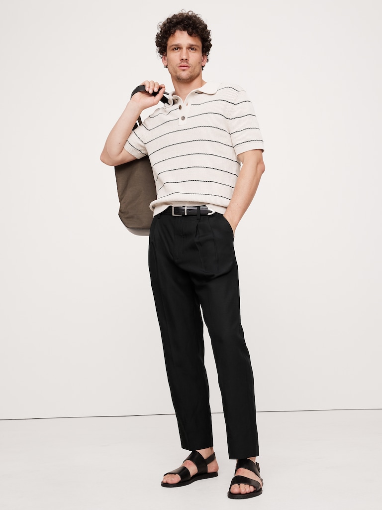 Tencel™-Linen Pleated Cropped Pant