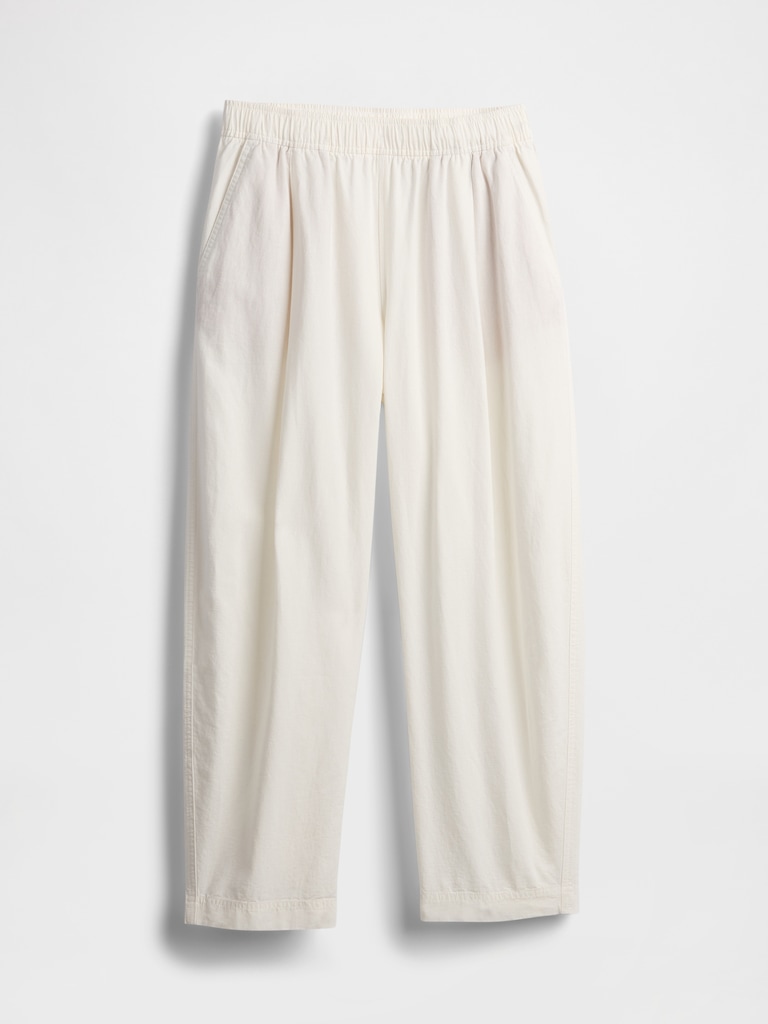 Mid Rise Linen-Blend Easy Barrel Pants