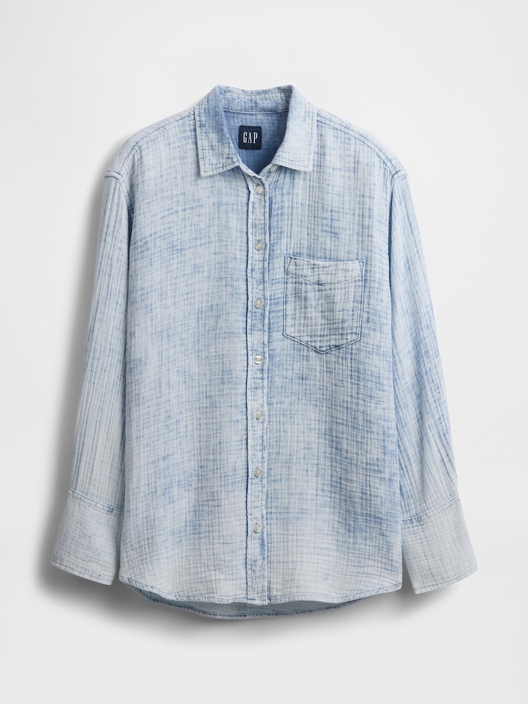 Cotton Gauze Denim Oversized Shirt
