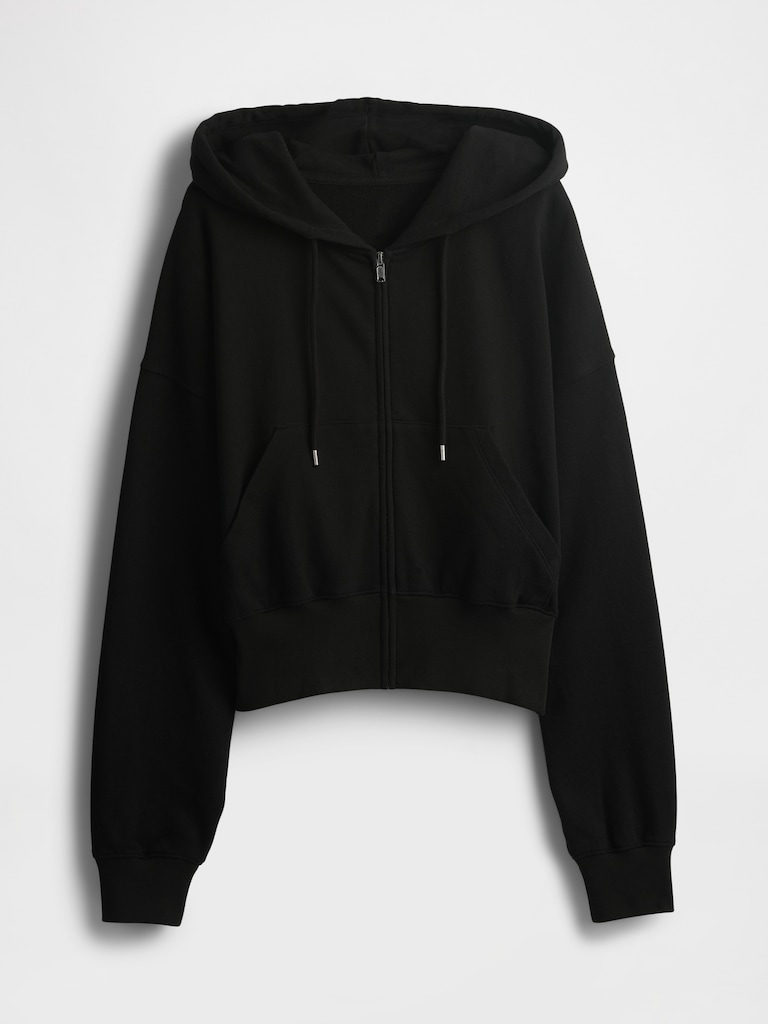 French Terry Oversized Zip Wedge Hoodie