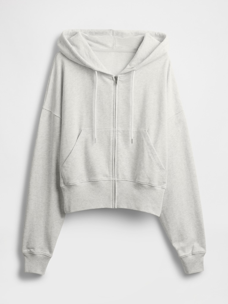 French Terry Oversized Zip Wedge Hoodie