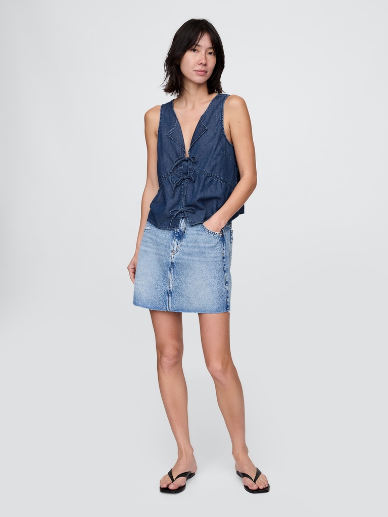 UltraSoft Denim Tie-Front Top