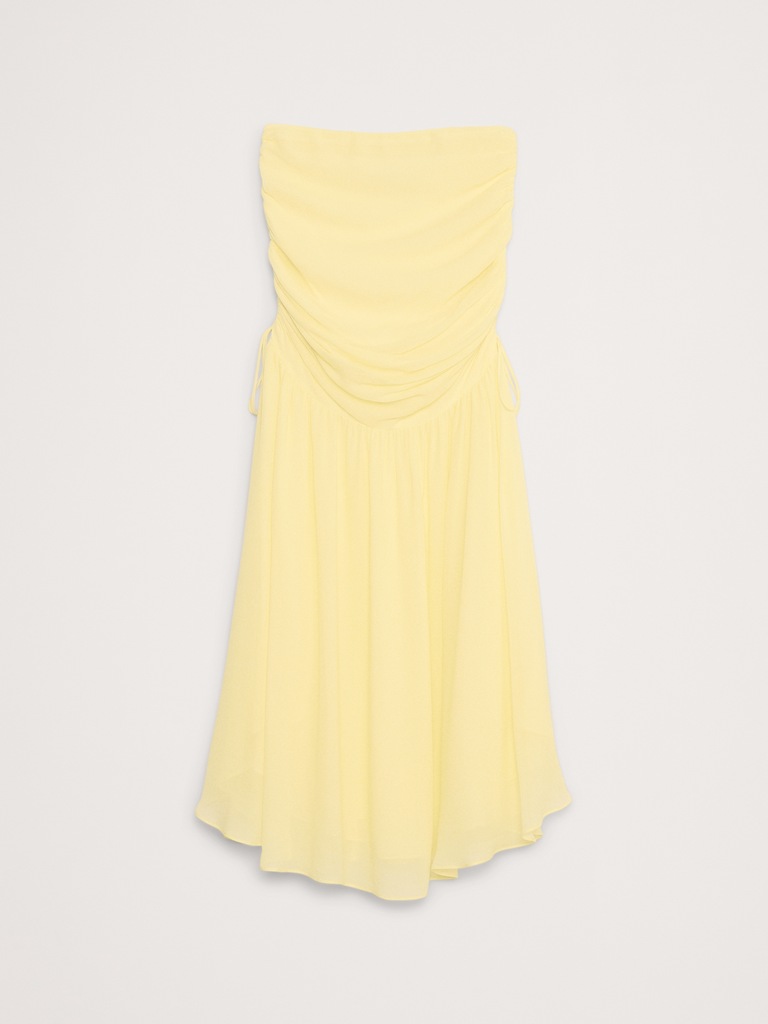 Ruched Drop-Waist Chiffon Skirt