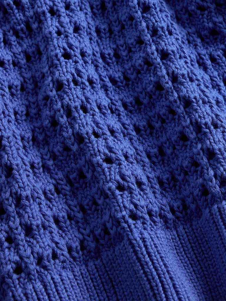 100% Cotton Crochet Crewneck Sweater