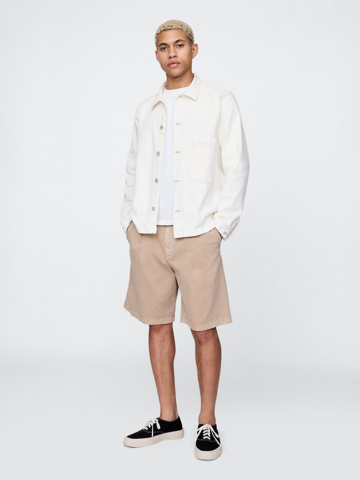 Pleated Khaki Shorts