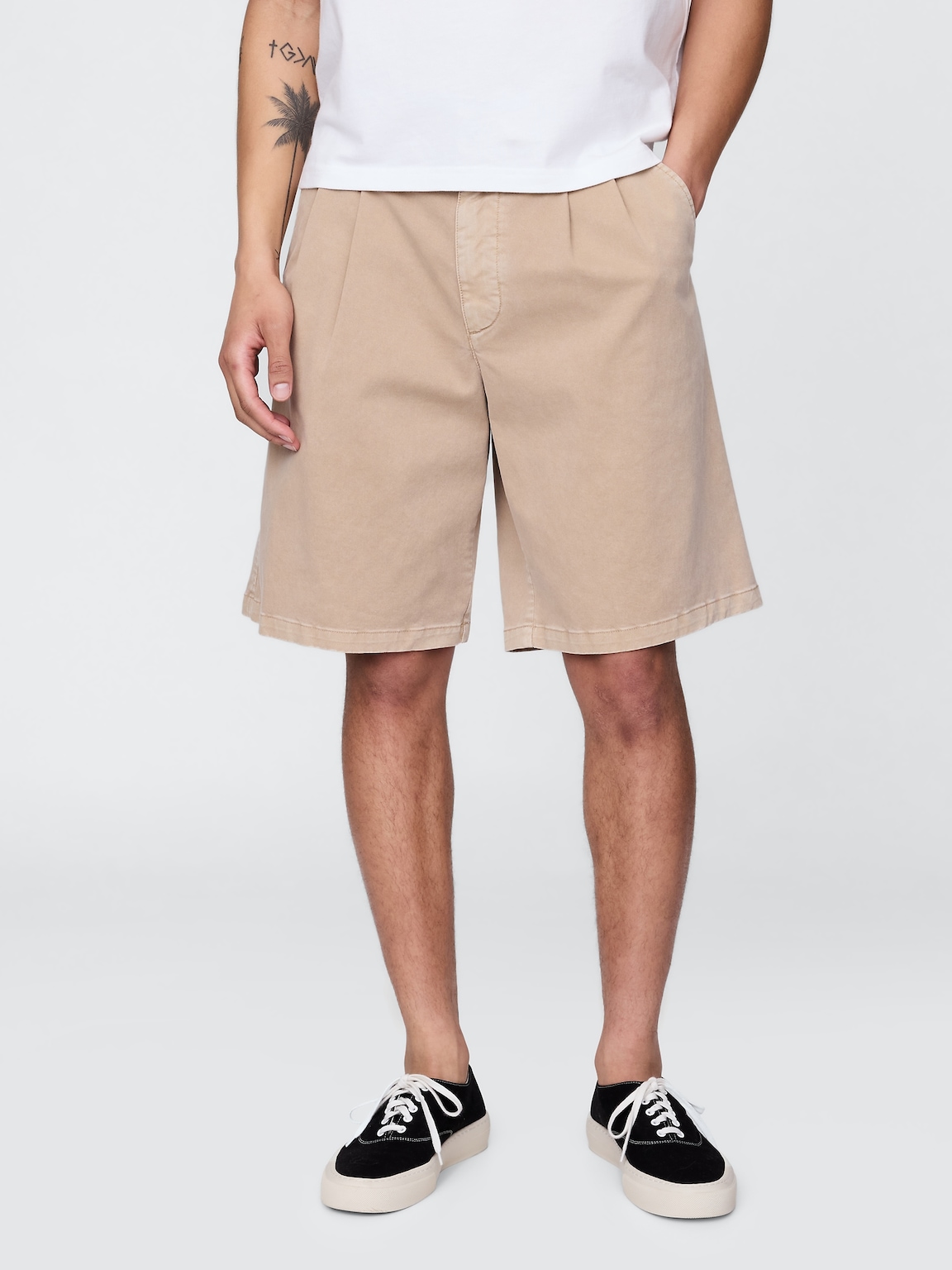 Pleated Khaki Shorts