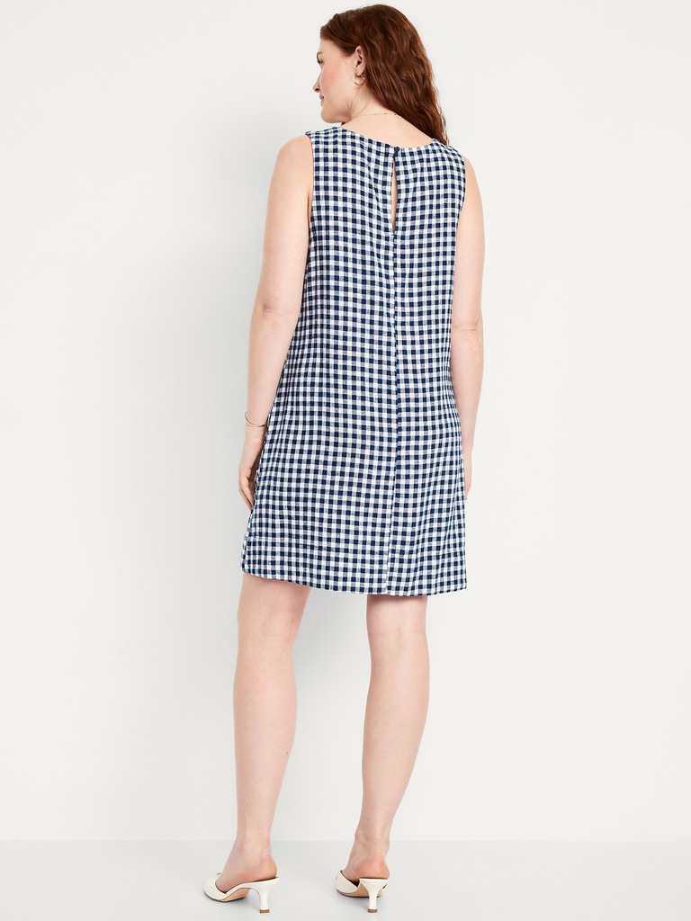Linen-Blend Mini Shift Dress