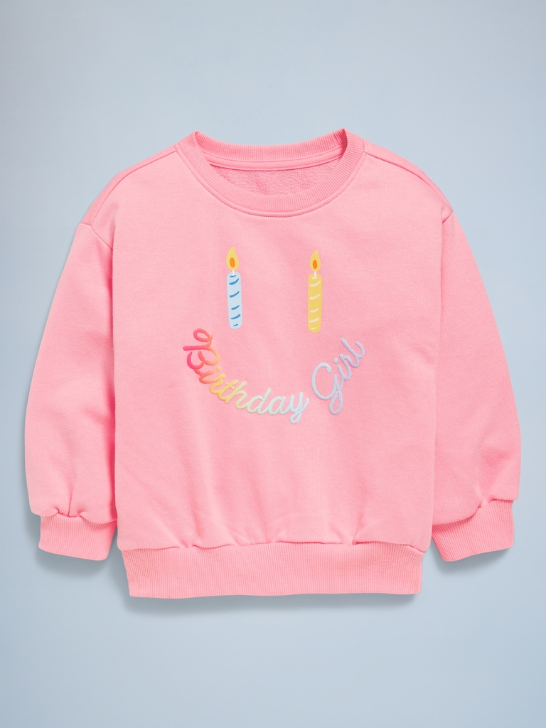 Birthday French-Terry Graphic Sweatshirt for Toddler Girls