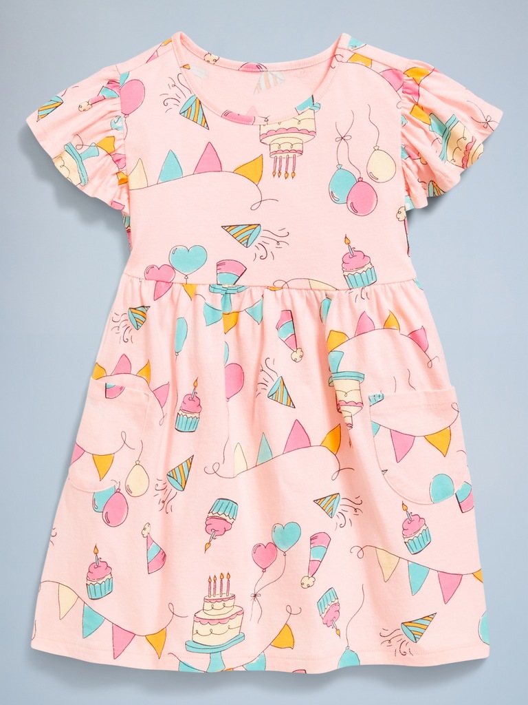 Robe d’anniversaire ajustée et évasée à manches flottantes pour toute-petite fille