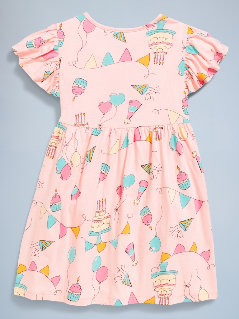 Robe d’anniversaire ajustée et évasée à manches flottantes pour toute-petite fille