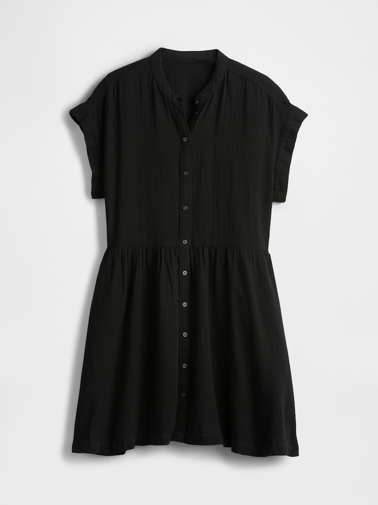 Cotton Gauze Mini Shirtdress