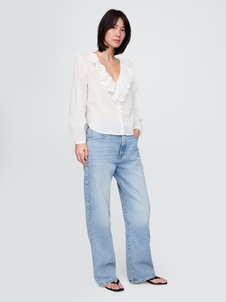 Ruffle V-Neck Shirt