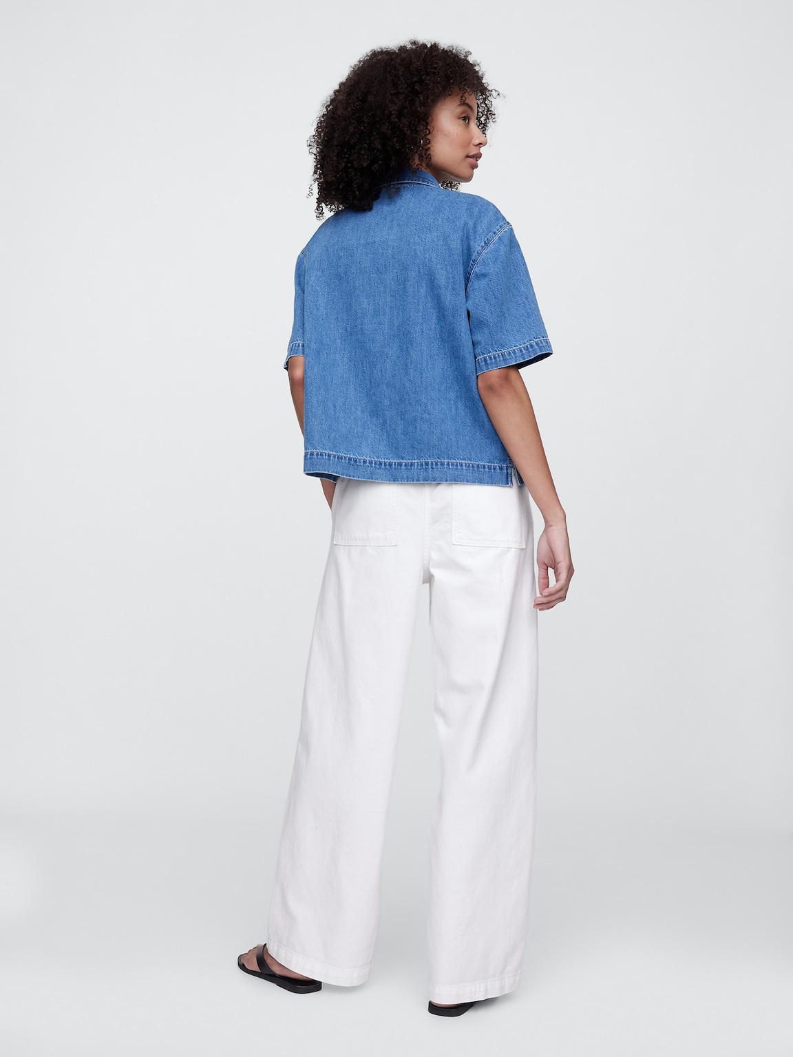 High Rise Pull-On Wide-Leg Utility Jeans