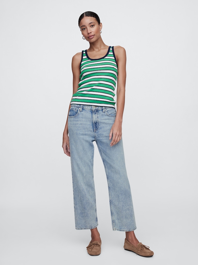 Mid Rise Relaxed Straight Jeans