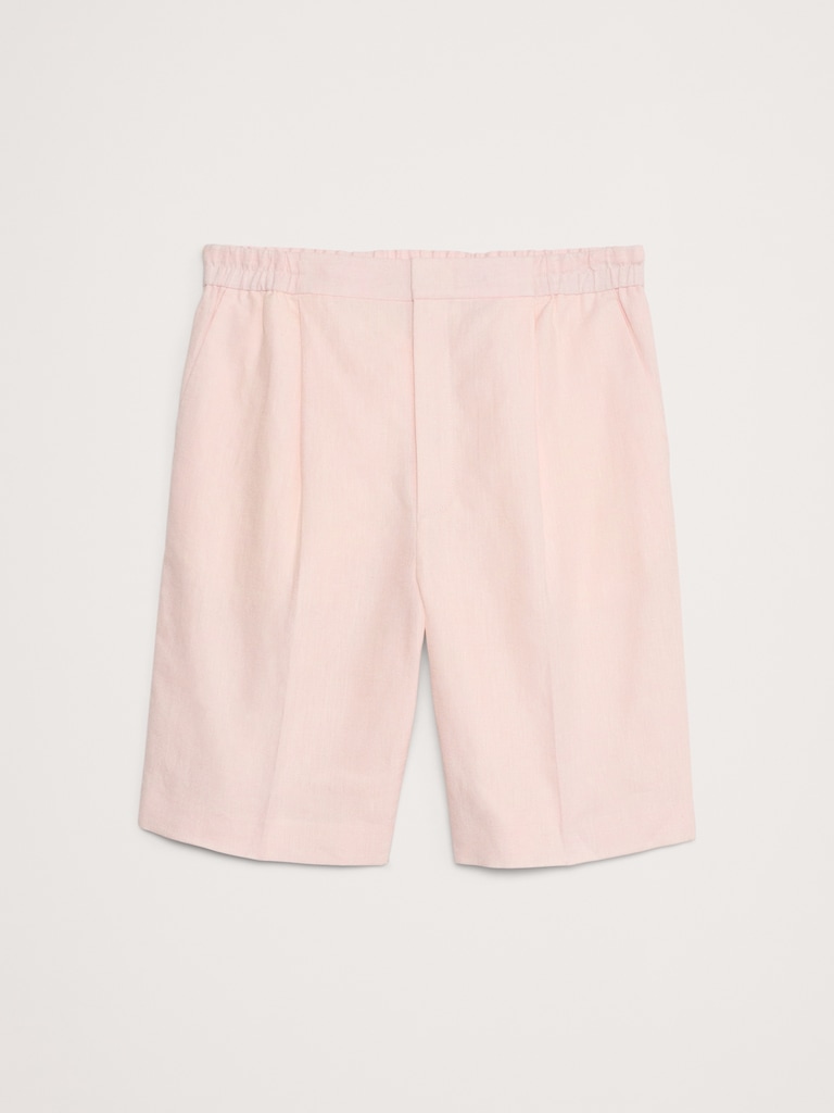 9.5" Linen Pleated Pull-On Short