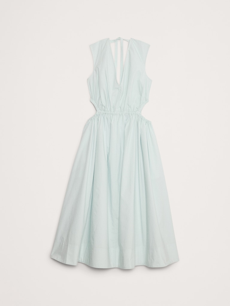 Cotton Poplin Side Cut-Out Midi Dress