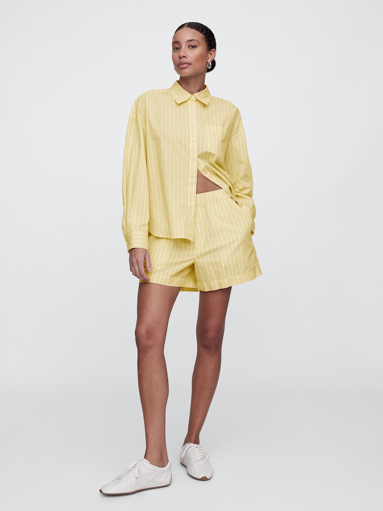 Relaxed Pull-On Poplin Shorts