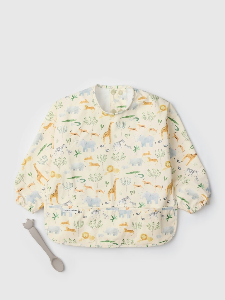 Loulou Lollipop Long Sleeve Waterproof Bib and Spoon Set