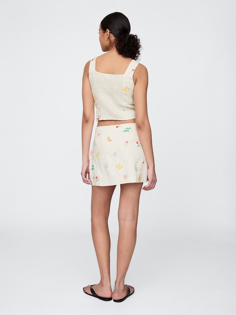Linen-Blend Mini Skort