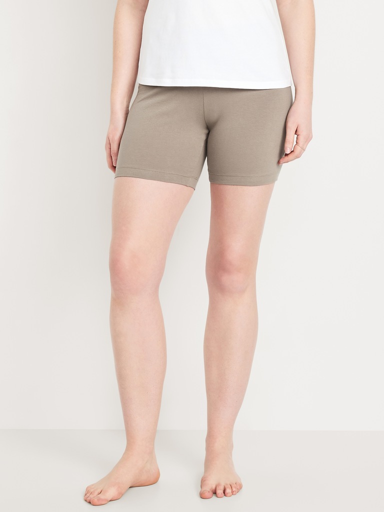 High-Waisted Jersey Biker Shorts -- 6-inch inseam