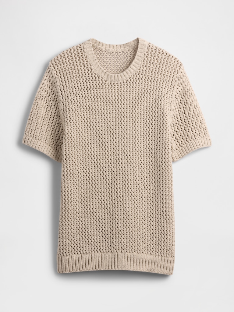 Crochet Mesh Crewneck T-Shirt