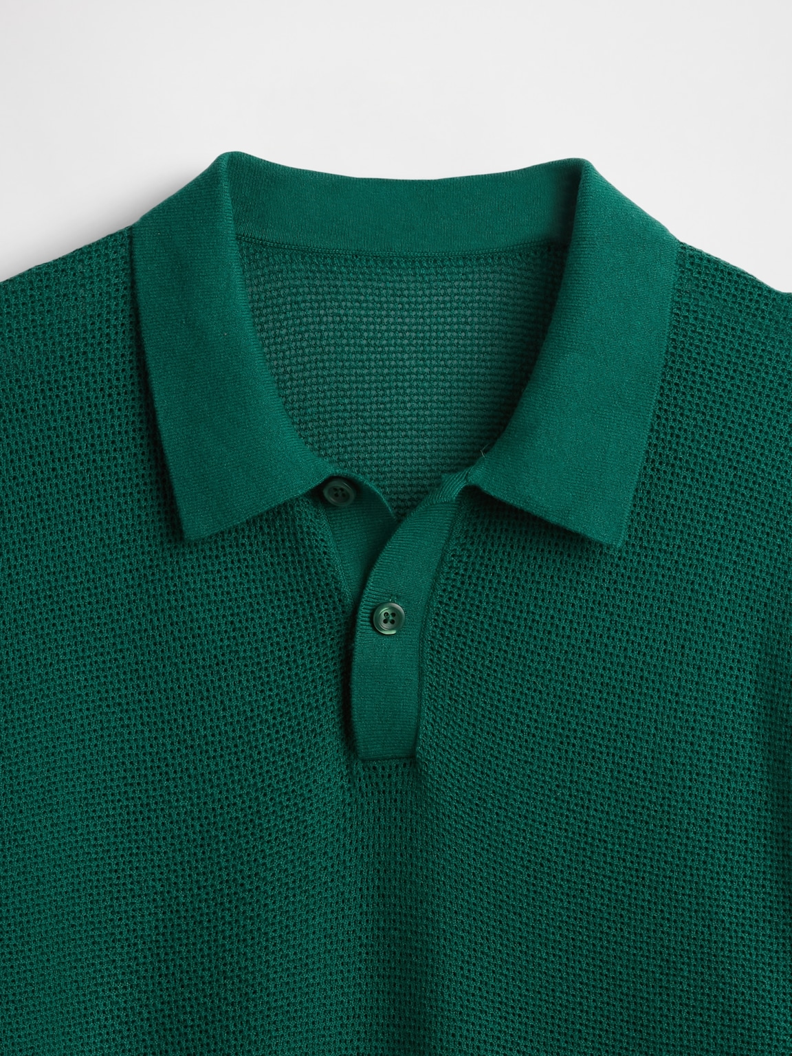 Textured Crochet Polo Sweater