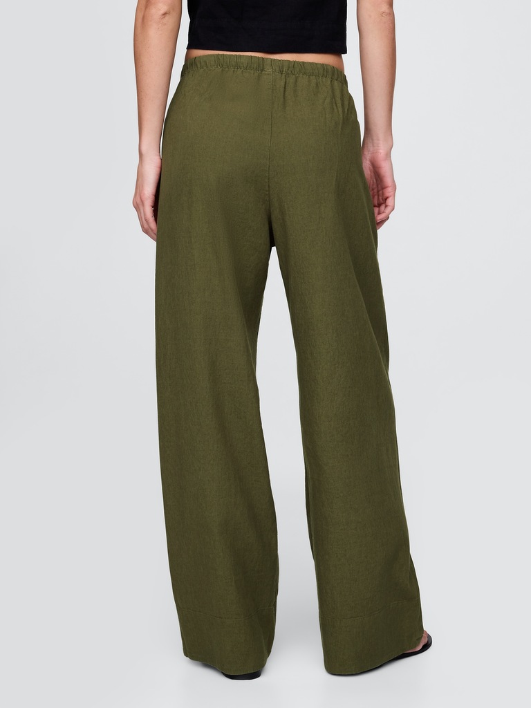 Linen-Blend Easy Wide-Hem Pants