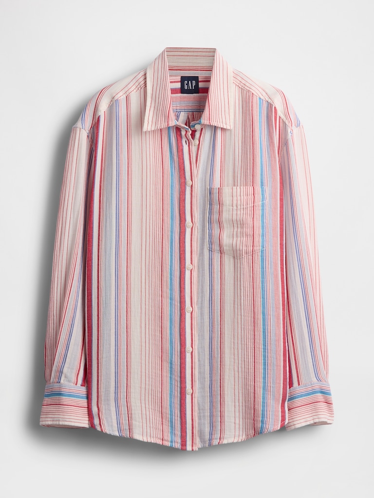 Cotton Gauze Button-Down Shirt